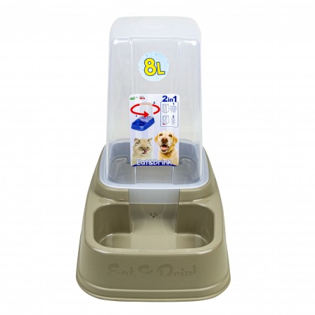 100930 Dispensador automático para mascotas 2en1 Eat and Drink agua y comida 8L