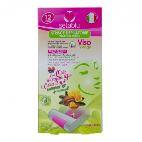 167603 12 tiras SETABLU depilación facial aceite argán y cera de abeja VITAM. E