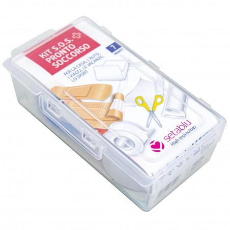 931507 Botiquín SOS primeros auxilios 7 piezas SETABLU tijeras tiritas vendas