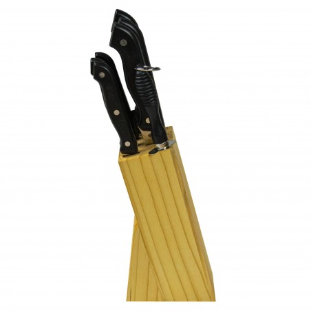 593732 Pack cuchillos en acero inoxidable con base de madera Gusto Casa 8 piezas