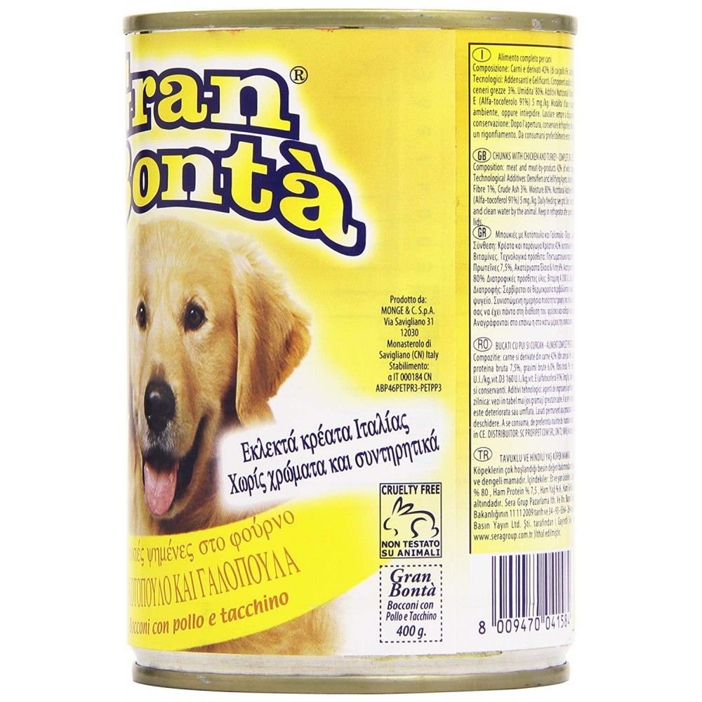 Carne GRAN BONTA ' para perros bote de 400 g de...