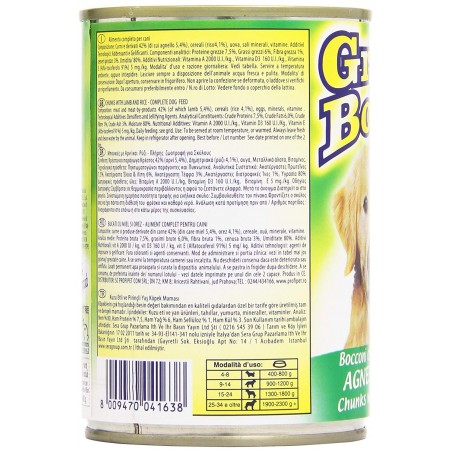 Carne GRAN BONTA ' para perros cordero y arroz bote de 400g carne con vitaminas