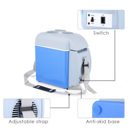 079054 Nevera portátil para coche y camping 2 en 1 caliente y frío 7.5 LT 12V