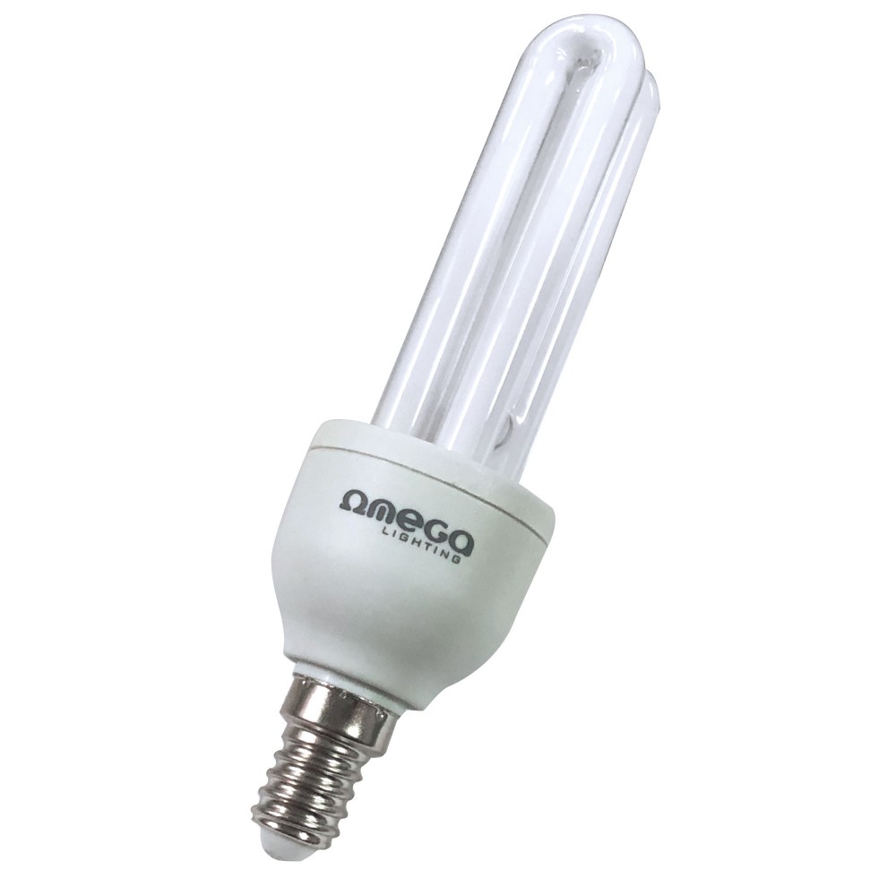 Bombilla de bajo consumo OMEGA 11Watt Luz cálida 2700k E14 de 2 Tubos