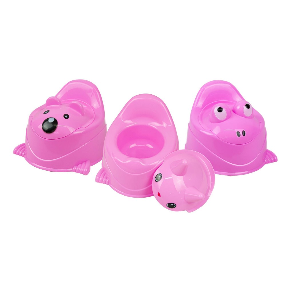 Orinal Happy Animals para niños ROSA 30x25cm en plástico de color max 20Kg