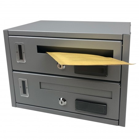 Buzón para comunidad de vecinos 2 plazas Iron Grey Art. 783B 23x18x30 Cm PLATA