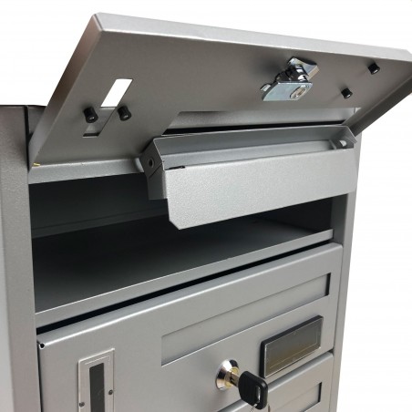 Buzón para comunidad de vecinos 4 plz Iron Grey Art 783.C 42x18x30 Cm PLATA