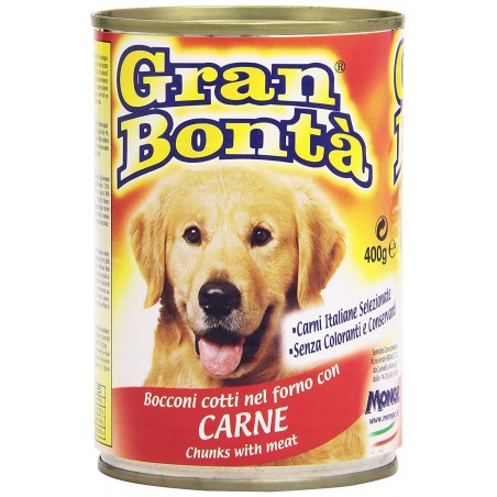 Pack 24x Carne a trozos GRAN BONTA' para perros 400g y vitaminas