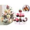 Expositor - Soporte metálico para 13 Cupcakes / Muffins / Dulces / Pasteles (24x20 cm) - Frutero de 3 niveles