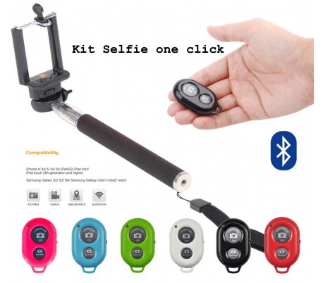 Kit selfie grupal incluye palo asta extensible y control remoto bluethooth 