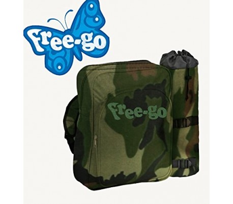 Kit senderismo en colores militares incluye mochila y botella térmica refrigerante (7+3 L) FREE-GO