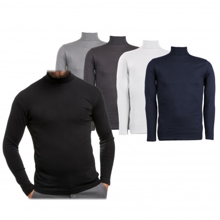 VKA29 Pack 6 camisetas hombre mod. Philip interior de felpa slim fit cuello alto
