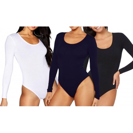 VKA36 Body para mujer Lordge con manga larga y cuello redondo interior de felpa