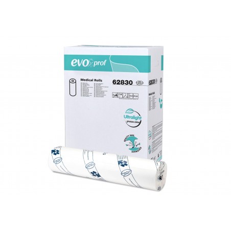 62830 Pack 6X Rollo sábana desechable Evo roll Prof. en celulosa pura h60cm 55mt