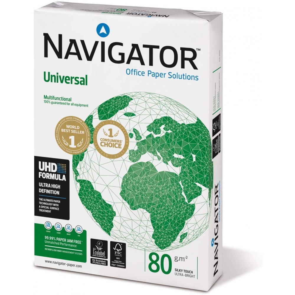 Pack 5 paquetes NAVIGATOR A4 500 hojas de 80 g...