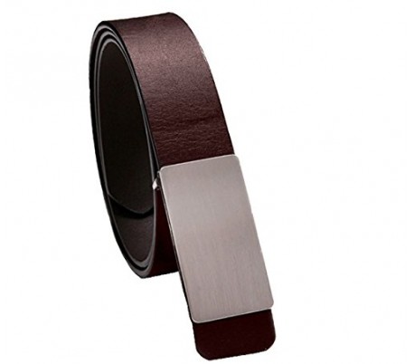 Cinturón de cuero para hombre con hebilla plateada satinada y 110 CM de longitud - mod. TODAY - Moda masculina