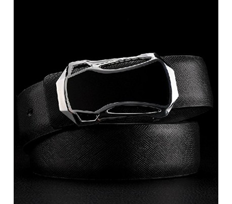 Cinturón de cuero para hombre con hebilla plateada - Mod. ANYWAY - Moda masculina