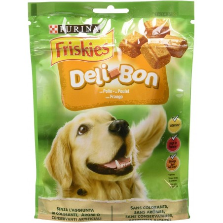 Bocados con sabor Pollo Purina Friskies Deli Bon sin conservantes 130g