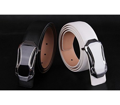 Cinturón de cuero para hombre con hebilla plateada - Mod. ANYWAY - Moda masculina