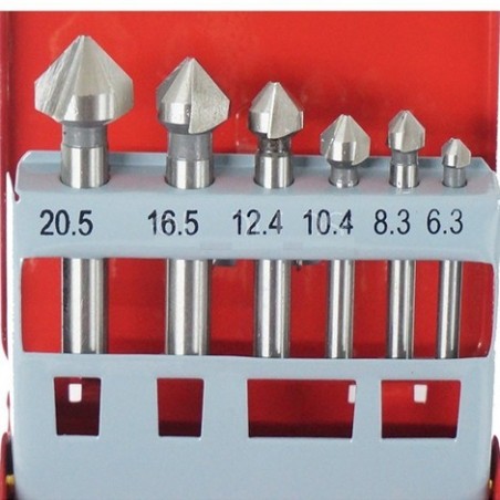 Juego brocas SD0601 para brocas cónicas caja de aluminio 6 piezas 6.3 - 20.5 mm