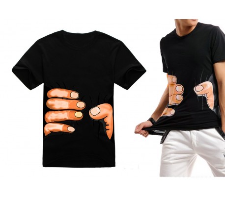 Camiseta unisex de manga corta con efecto 3D de mano agarrada a la cintura mod. SQUEEZE HAND