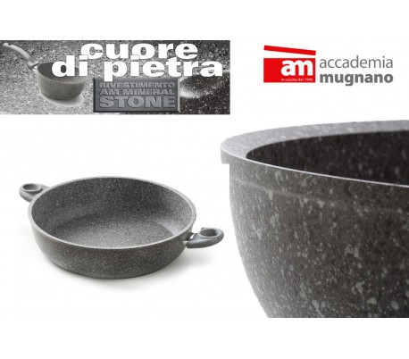 Cazuela con 2 mangos 28 cm antiadherente y revestimiento con efecto piedra revestimiento - Accademia Mugnano CUORE DI PIETRA