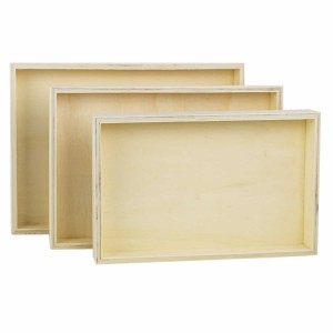 Set de 3 cajas de decoupage CuoriFoglio en madera clara...