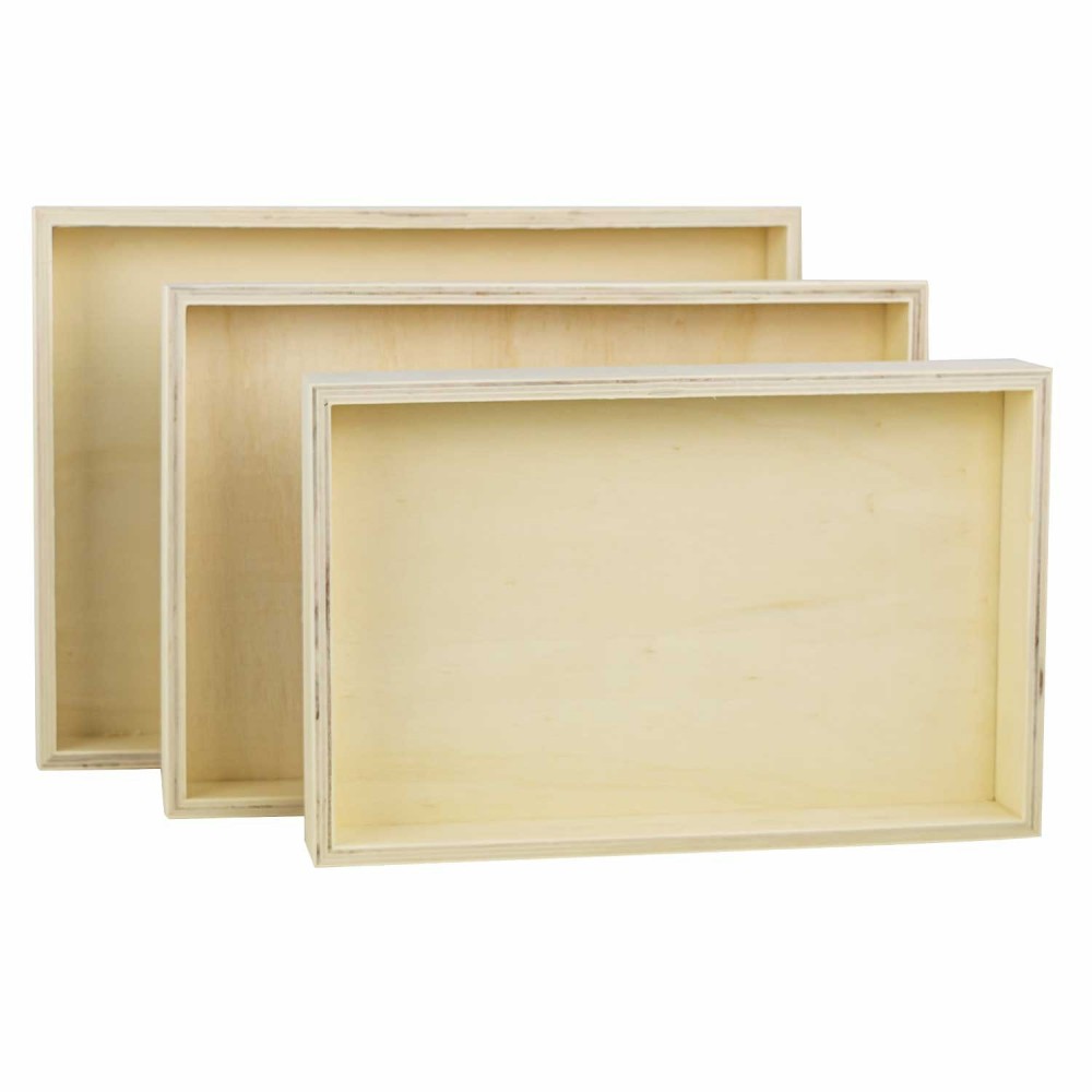 Set de 3 cajas de decoupage CuoriFoglio en madera clara porosa 3 tamaños