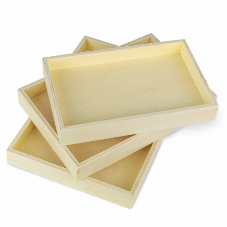 Set de 3 cajas de decoupage CuoriFoglio en madera clara porosa 3 tamaños