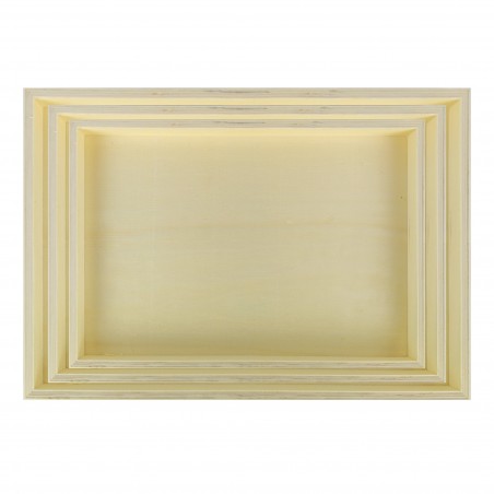 Set de 3 cajas de decoupage CuoriFoglio en madera clara porosa 3 tamaños