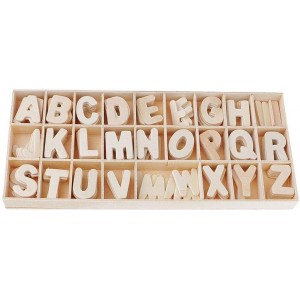 Caja de letras para decoupage en madera clara 130pcs...