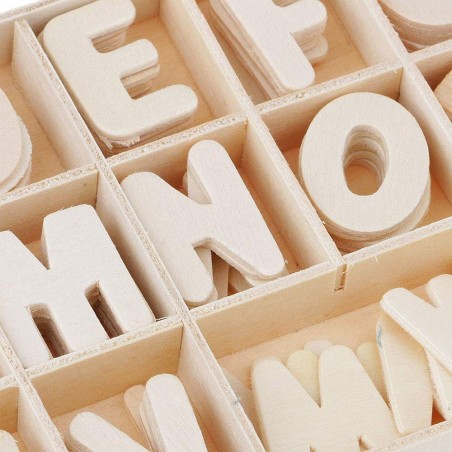 Caja de letras para decoupage en madera clara 130pcs decoración shabby chic