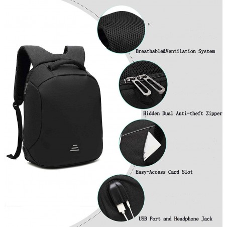 Mochila Anti-robo para portátil a prueba de agua 15.6" puerto USB para cargar