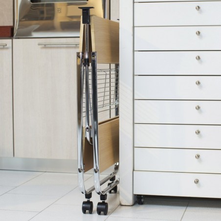 Carrito de cocina ROBLE plegable de madera 40x67.5x70h cm 4 ruedas