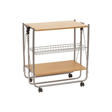 Carrito de cocina ROBLE plegable de madera 40x67.5x70h cm 4 ruedas