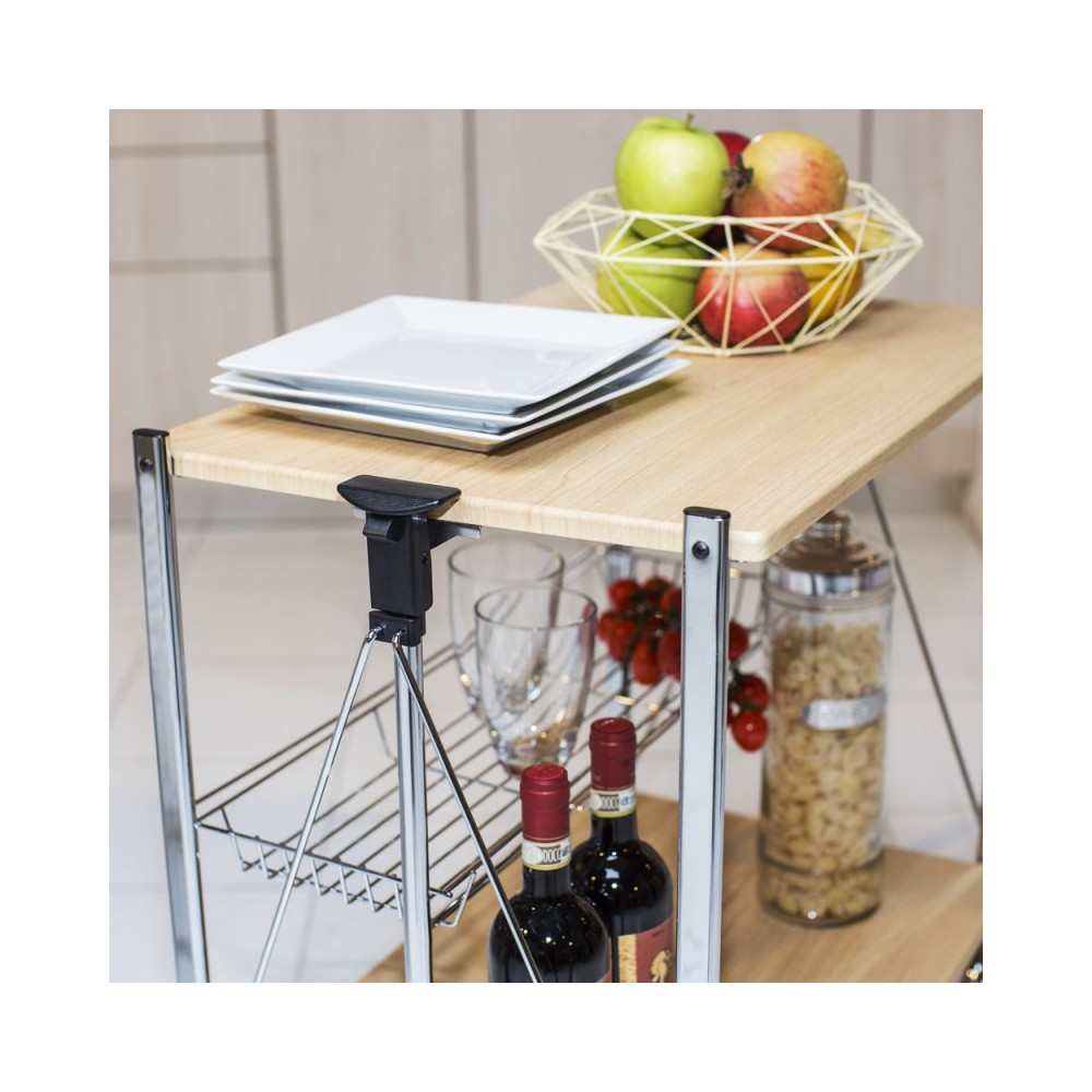 Carrito de cocina ROBLE plegable de madera...