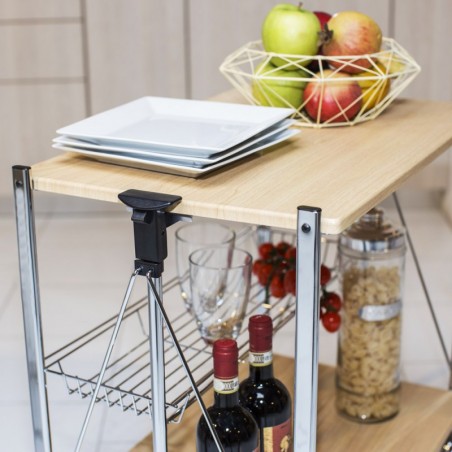 Carrito de cocina ROBLE plegable de madera 40x67.5x70h cm 4 ruedas