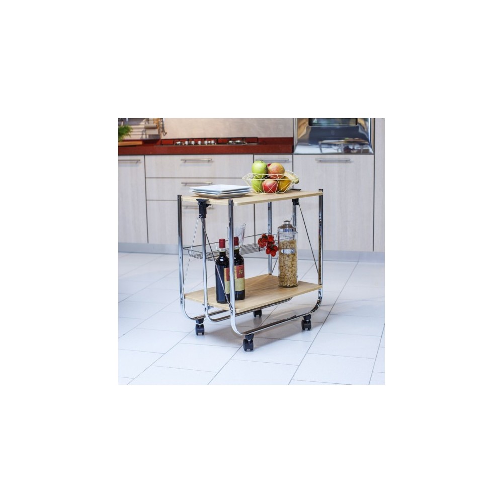 Carrito de cocina ROBLE plegable de madera...