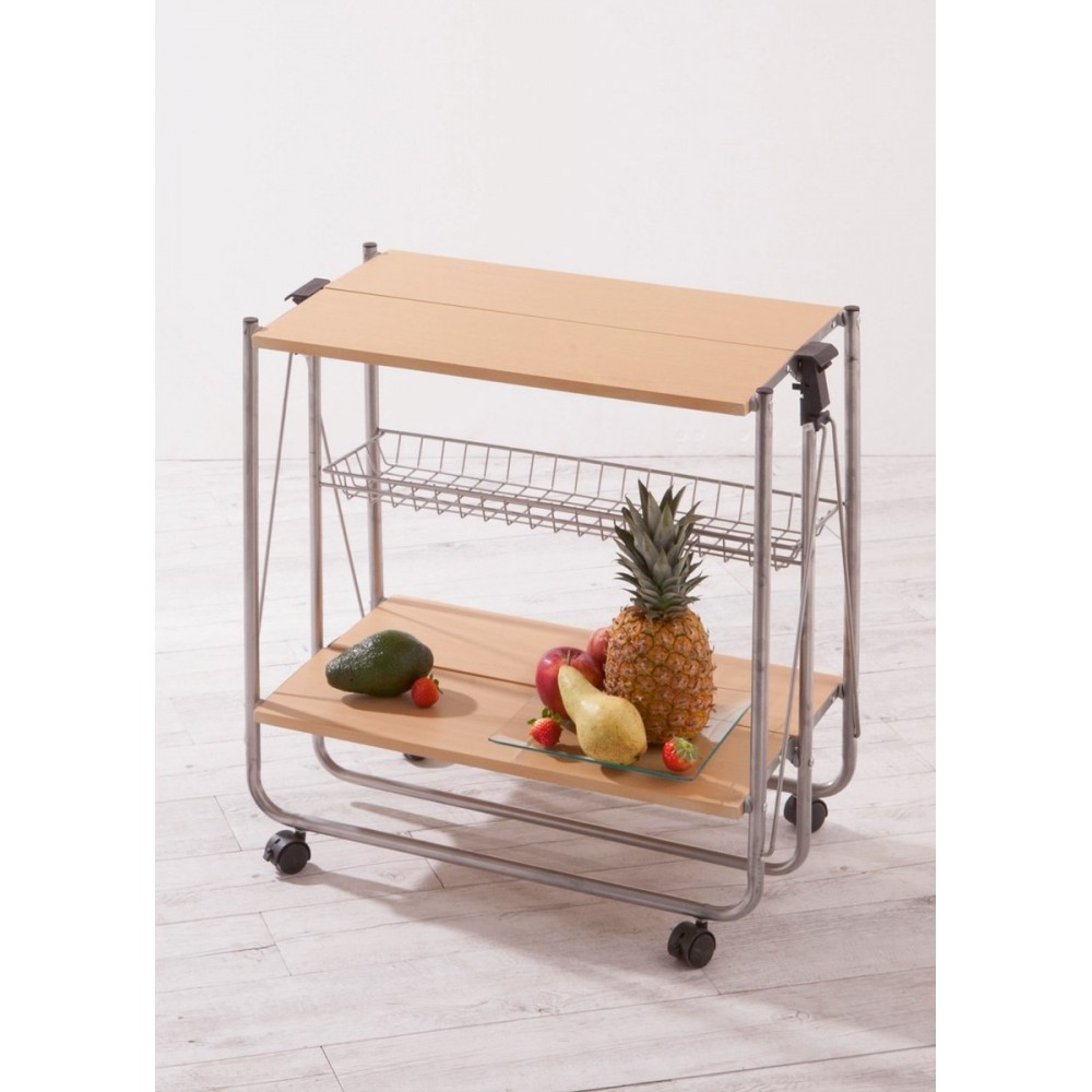 Carrito de cocina ROBLE plegable de madera...