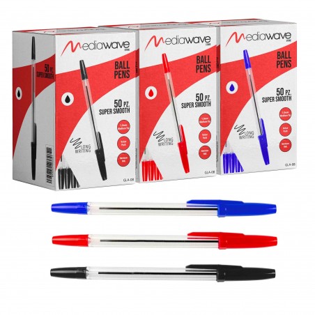 Pack 50 bolígrafos y 10 rollos papel térmico caja 80 mmx80mt agujero 12 mm 55gr