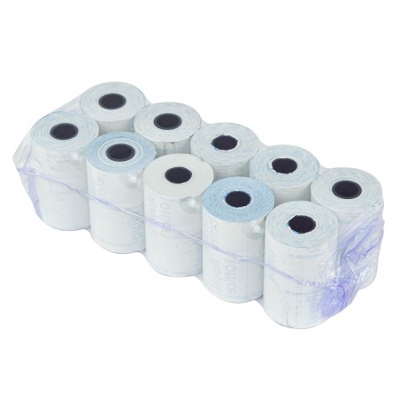 Pack 50 bolígrafos y 50 rollos papel térmico POS 57mm x 20mt agujero 12 mm 55gr