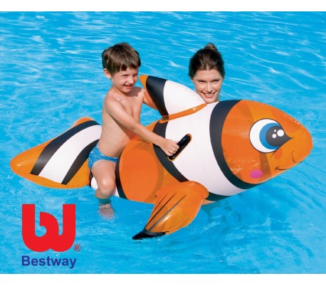 Nemo / Pez pallaso - Juguete hinchable infantil para la playa y piscina + Parche de reparación (157*94cm) BESTWAY