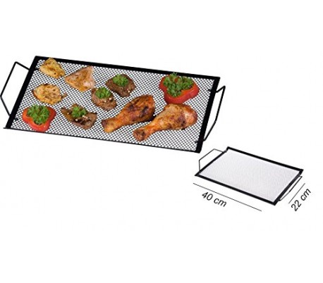 Bandeja 2 en 1 para la parrilla de la barbacoa / Placa de hierro para servir comida (40x22CM) - BBQ COLLECTION