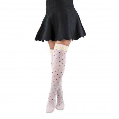 Pack 4 medias con lunares modelo FLO para niñas de 3 a 11 años con lazo de satén
