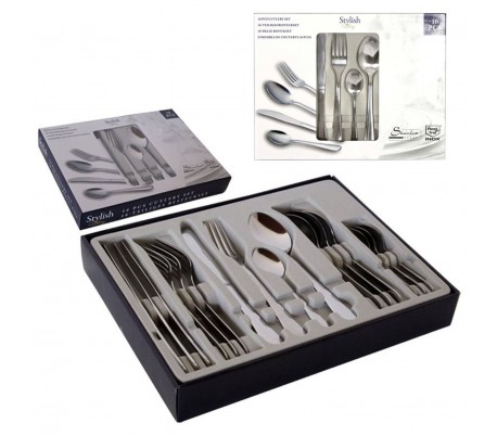 Set 16 piezas - Conjunto de cubiertos de cocina INOX con estilo moderno y elegante en cómodo maletín STYLISH CUTLERY