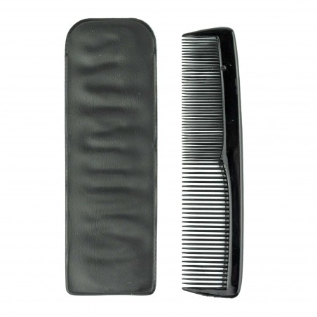 933549 Peine con estuche de 14 cm adecuado para cabello y barba de doble trama