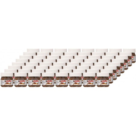 Pack 64 frascos mini Ferrero Nutella de 25g cada porción individual 1.6 kg total