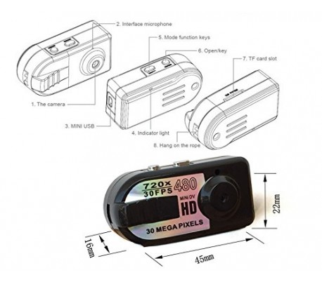 Micro-cámara DV de alta definición de 30 megapíxel con USB Q5 y resolución 720x480