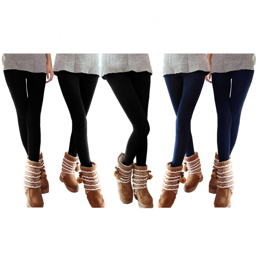 Pack 5 leggings con efecto térmico y forro polar NEPTUNE 3 negros 2 azules