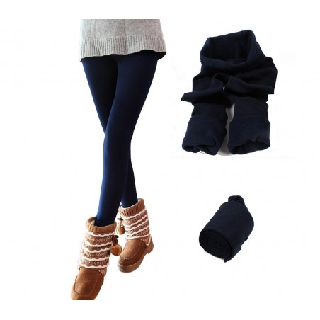 Pack 5 leggings con efecto térmico y forro polar NEPTUNE 3 negros 2 azules